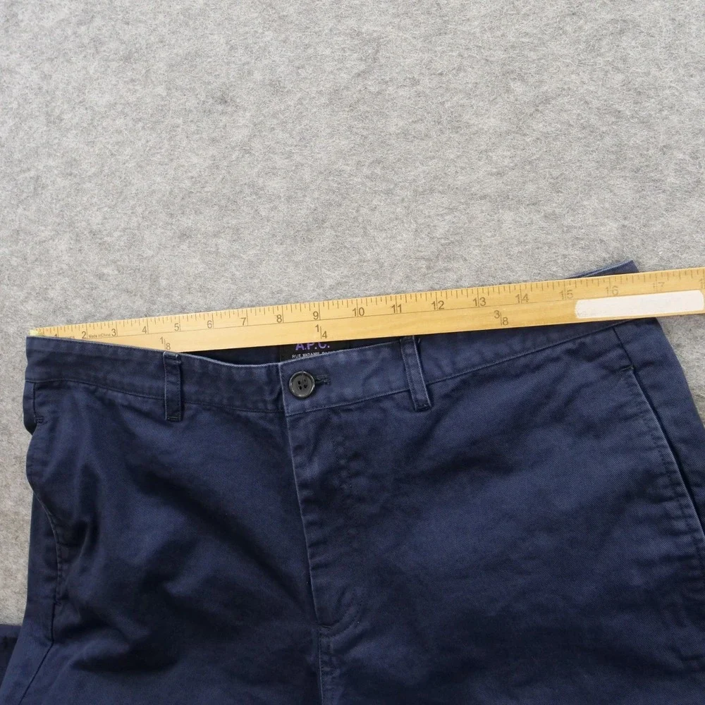 APC Pants Mens 32 Blue Flat Front Chinos Slim Straight Mid Rise Zip Fly